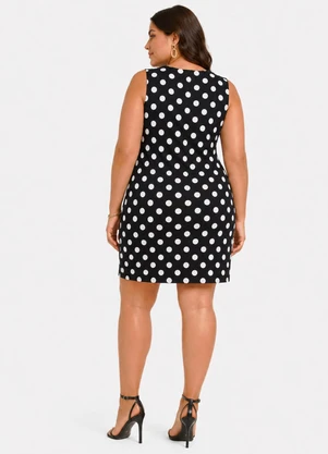 Infinita Cor - Vestido Curto Estampado Plus Size Preto - INFINITA COR