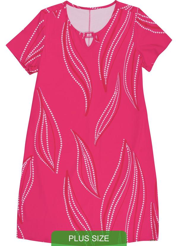 Cativa Plus Size - Vestido Curto Estampado Rosa