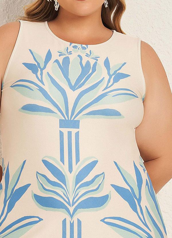 Lisamour - Vestido Curto Estampado sem Manga Azul 2