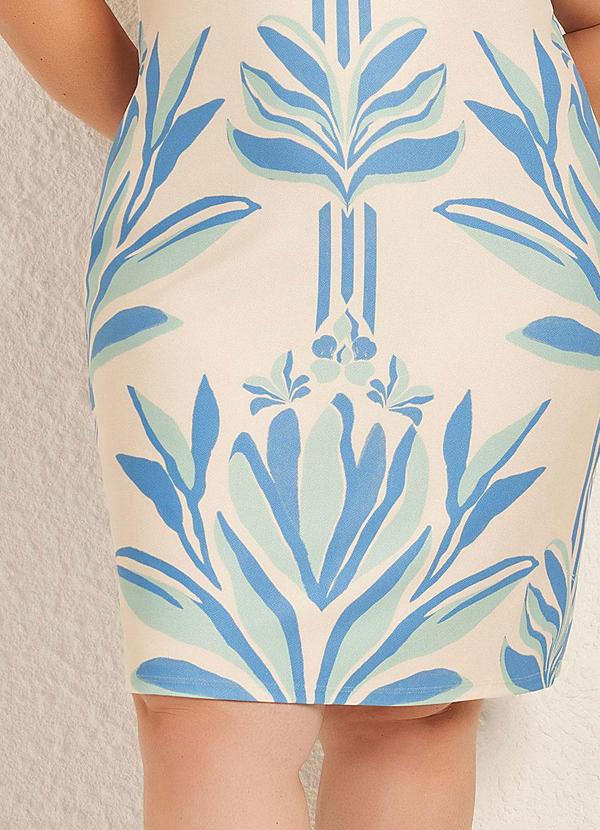 Lisamour - Vestido Curto Estampado sem Manga Azul 3