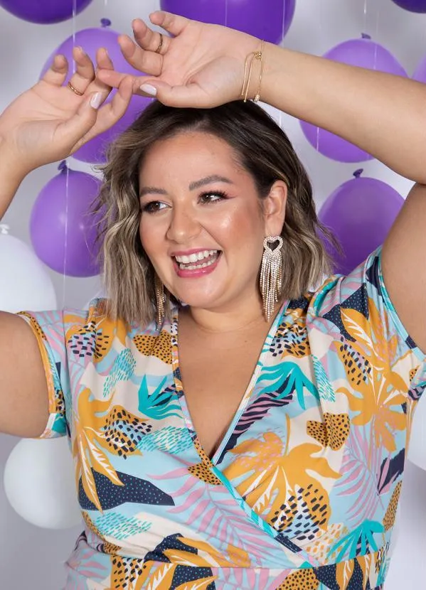 Marguerite - Vestido Curto Folhagem Transpassado Plus Size 2