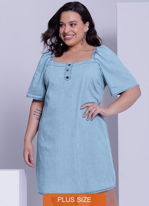 Lunender Mais Mulher - Vestido Curto Jeans Plus Size Azul