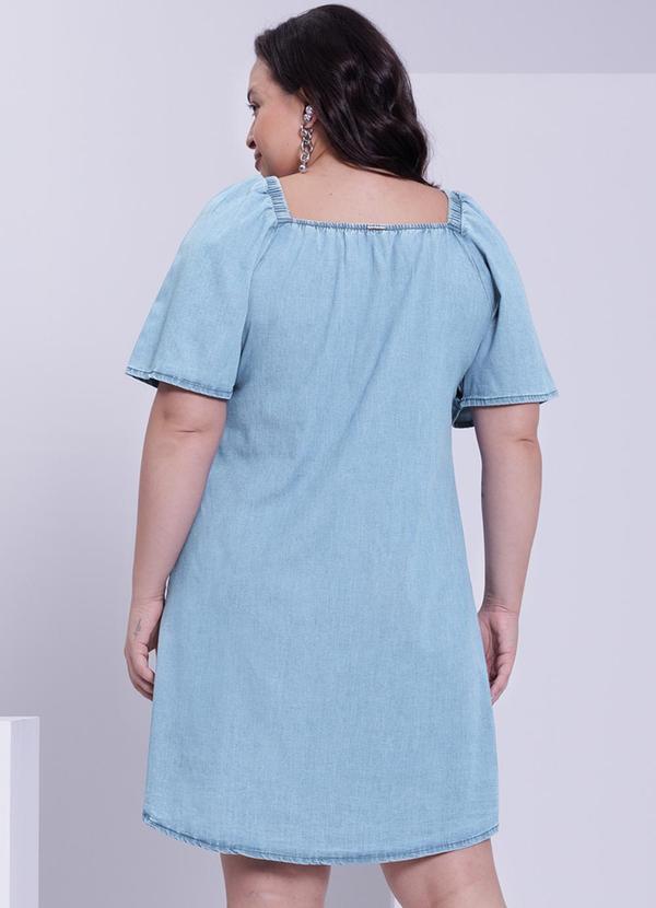 Lunender Mais Mulher - Vestido Curto Jeans Plus Size Azul 2