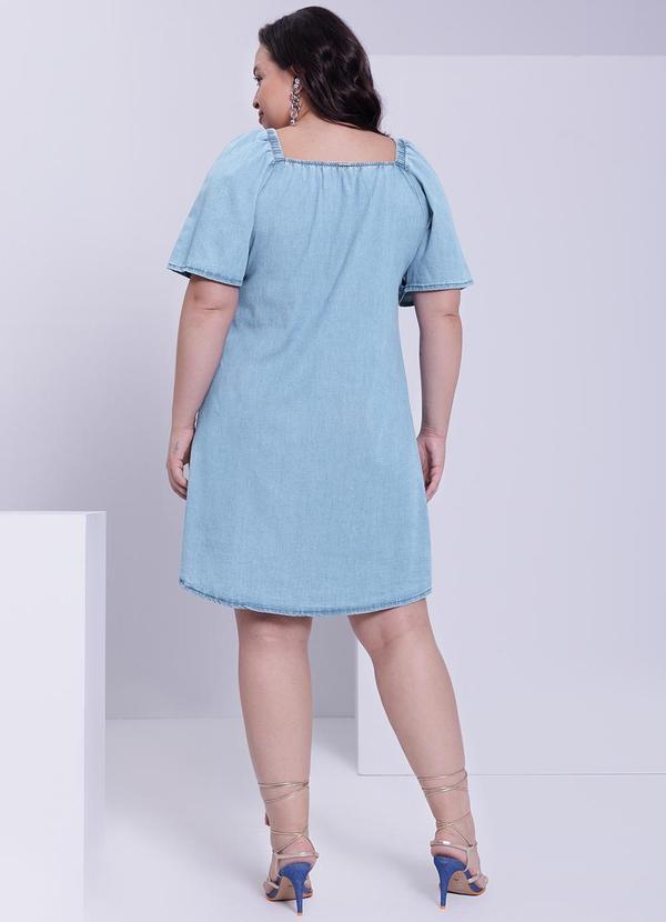 Lunender Mais Mulher - Vestido Curto Jeans Plus Size Azul 4