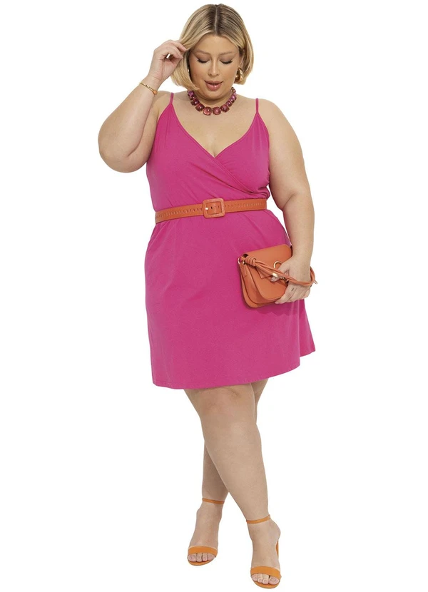 Marguerite - Vestido Curto Pink Transpassado Plus Size 5