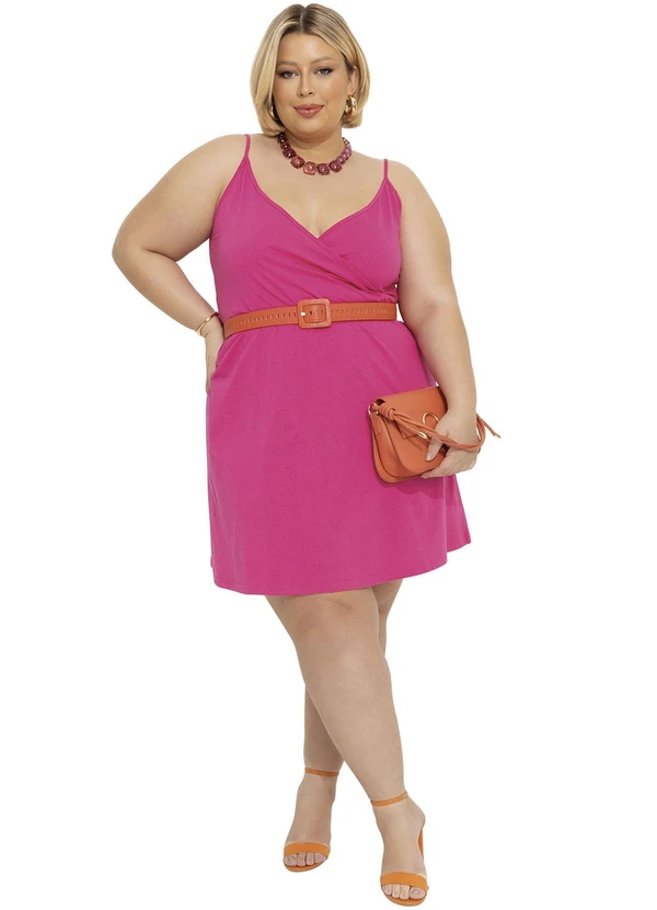 Marguerite - Vestido Curto Pink Transpassado Plus Size 6