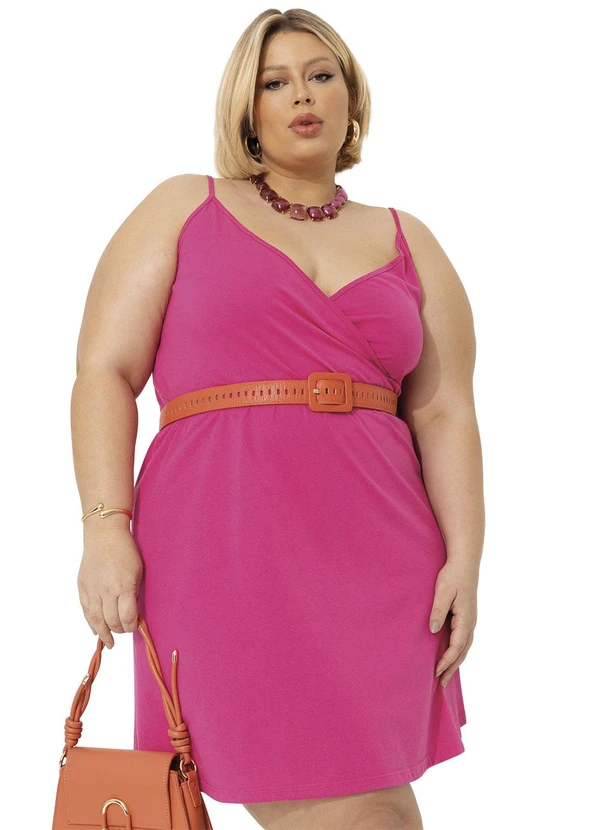 Marguerite - Vestido Curto Pink Transpassado Plus Size 8