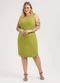 Habana - Vestido Curto Plus Size em Canelado Verde - variação: Verde