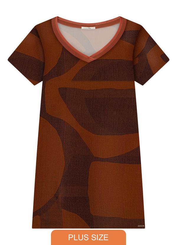 Lunender Mais Mulher - Vestido Curto Plus Size em Malha Viscose Estampado