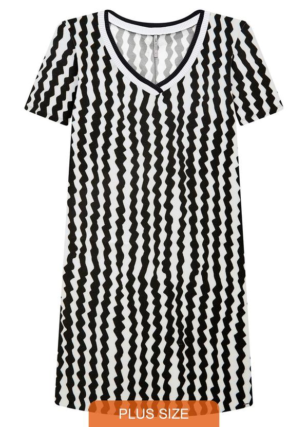 Lunender Mais Mulher - Vestido Curto Plus Size em Malha Viscose Preto