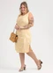 Habana - Vestido Curto Plus Size em Viscose Bege - variação: Bege