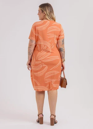 Habana - Vestido Curto Plus Size em Viscose Laranja - HABANA
