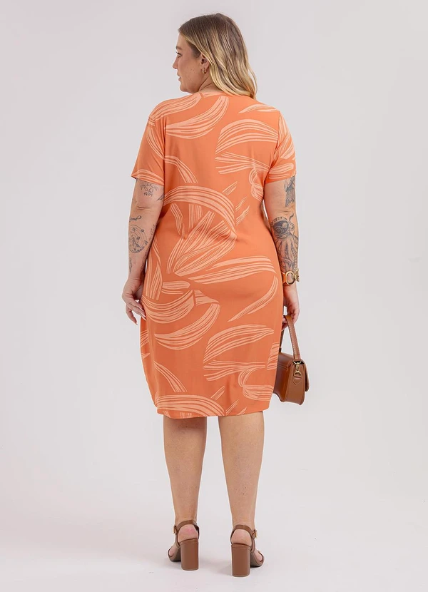 Habana - Vestido Curto Plus Size em Viscose Laranja 2