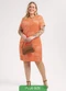 Habana - Vestido Curto Plus Size em Viscose Preto - variação: Laranja