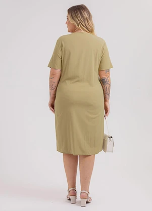 Habana - Vestido Curto Plus Size em Viscose Marrom - HABANA