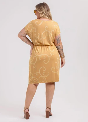 Habana - Vestido Curto Plus Size em Viscose Marrom - HABANA