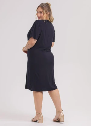 Habana - Vestido Curto Plus Size em Viscose Preto - HABANA