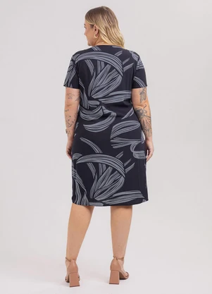 Habana - Vestido Curto Plus Size em Viscose Preto - HABANA