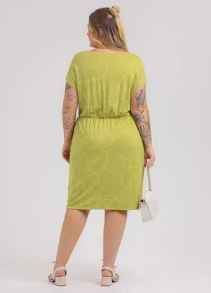 Habana - Vestido Curto Plus Size em Viscose Verde - HABANA