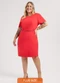 Habana - Vestido Curto Plus Size em Viscose Preto - variação: Vermelho
