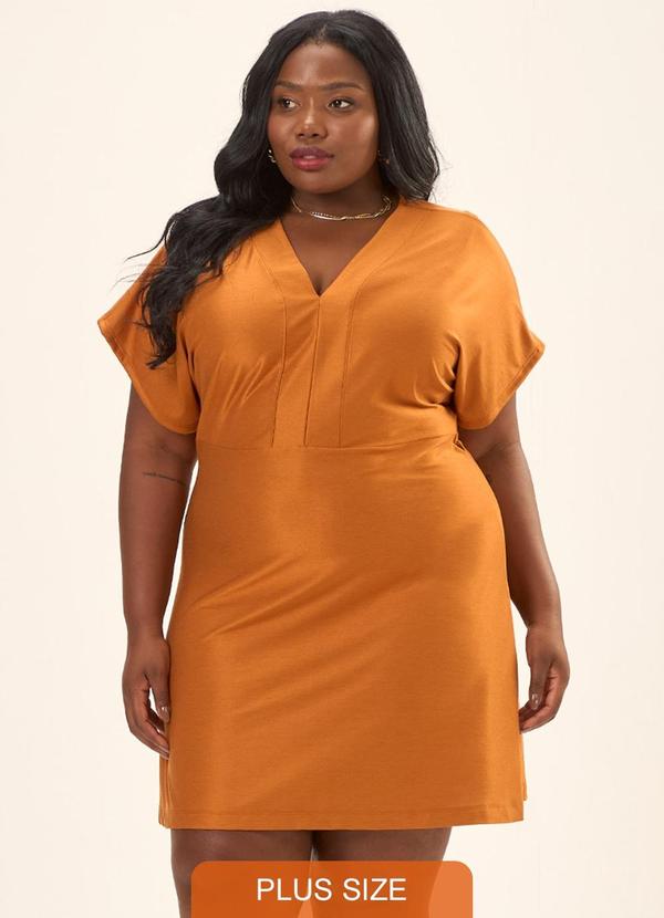 Cess - Vestido Curto Plus Size Viscose Cobre