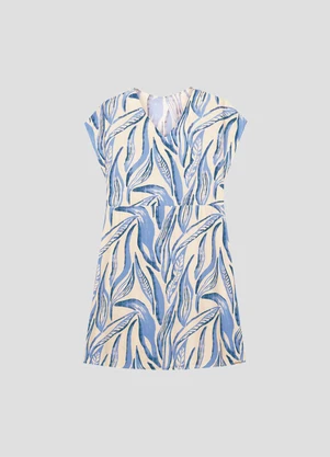 Cereja Rosa - Vestido Curto Plus Size Viscose Estampada Branco - CEREJA ROSA