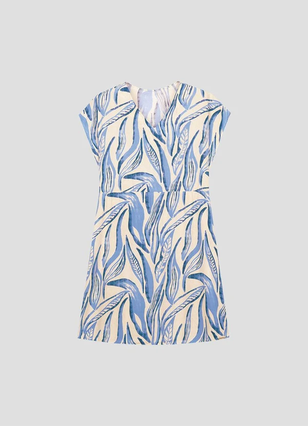 Cereja Rosa - Vestido Curto Plus Size Viscose Estampada Branco