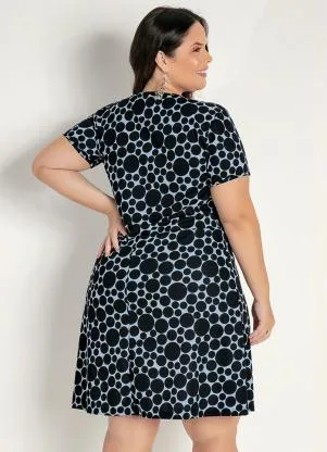Marguerite - Vestido Curto Poá Transpassado Plus Size - MARGUERITE
