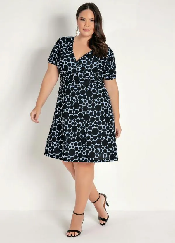 Marguerite - Vestido Curto Poá Transpassado Plus Size 3