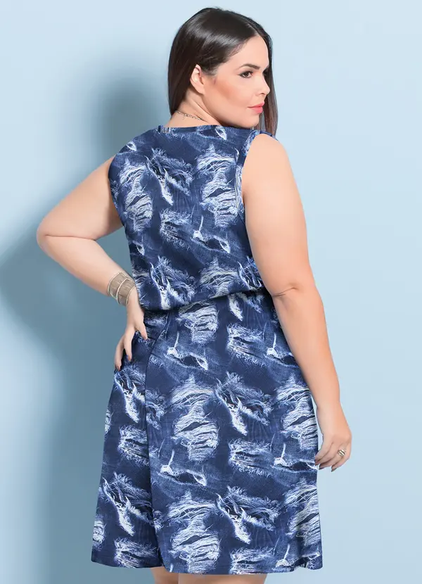 Marguerite - Vestido Curto sem Mangas Jeans Plus Size 2
