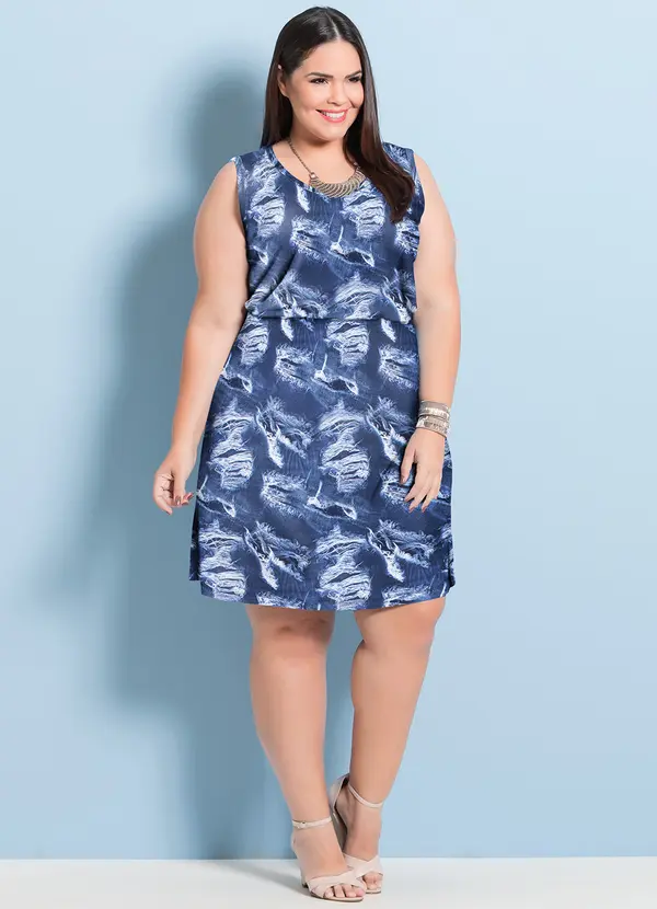 Marguerite - Vestido Curto sem Mangas Jeans Plus Size 3