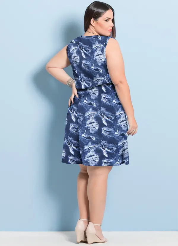 Marguerite - Vestido Curto sem Mangas Jeans Plus Size 4