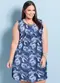 Marguerite - Vestido Curto sem Mangas Xadrez Plus Size - variação: Jeans