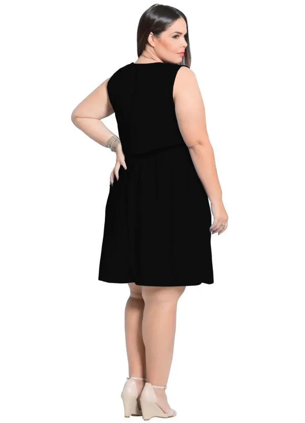 Marguerite - Vestido Curto sem Mangas Preto Plus Size 4