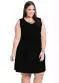Marguerite - Vestido Curto sem Mangas Xadrez Plus Size - variação: Preto