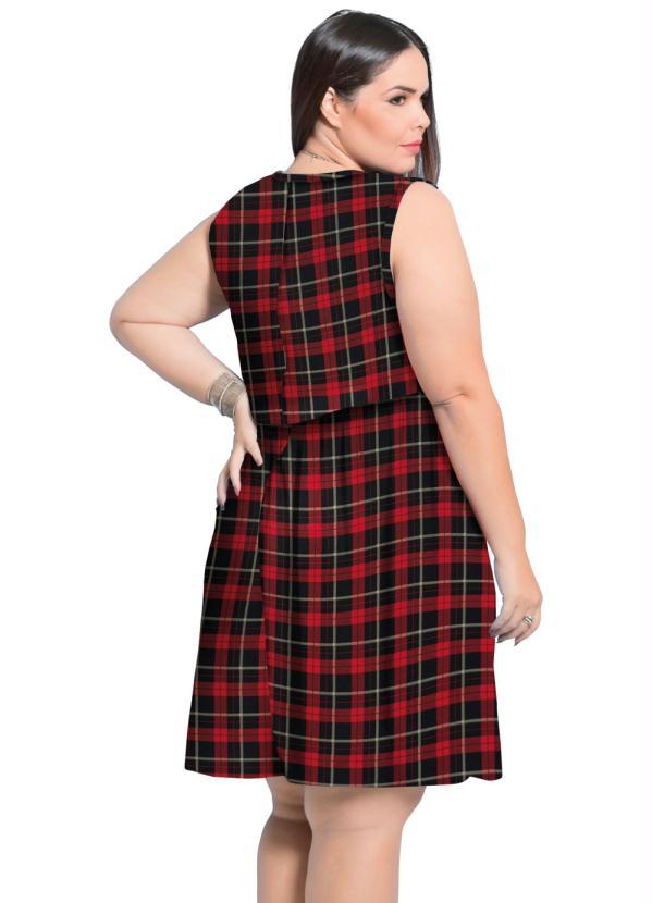 Marguerite - Vestido Curto sem Mangas Xadrez Plus Size 2