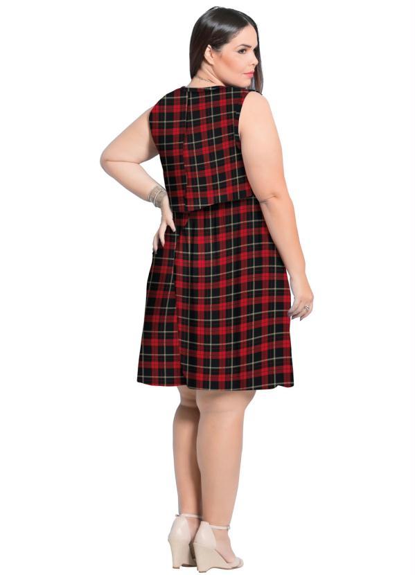 Marguerite - Vestido Curto sem Mangas Xadrez Plus Size 4