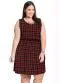 Marguerite - Vestido Curto sem Mangas Preto Plus Size - variação: Xadrez