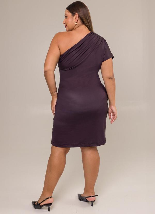 Cess - Vestido Curto um Ombro Malha Lisa Estampado 2