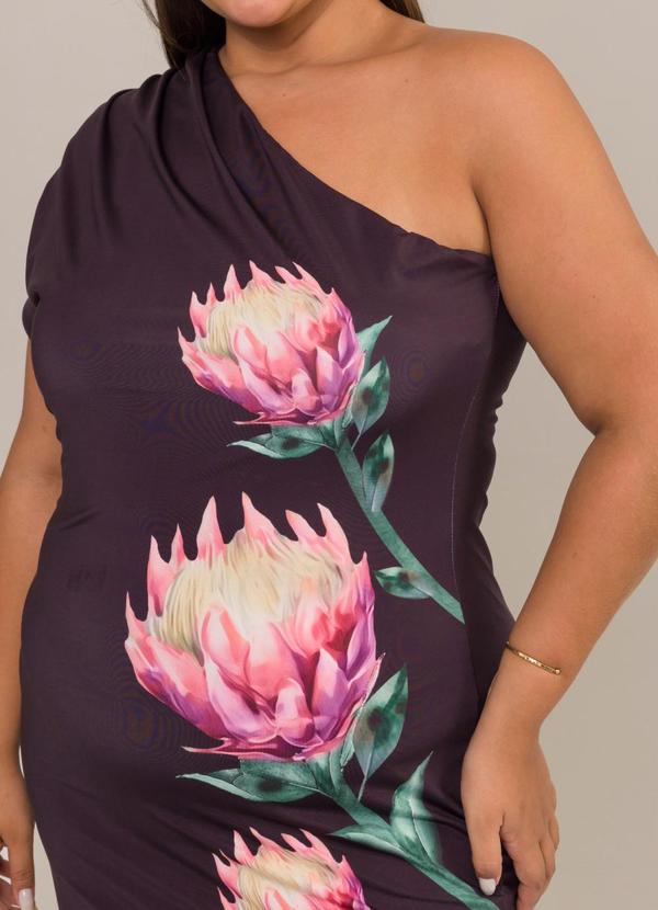 Cess - Vestido Curto um Ombro Malha Lisa Estampado 7