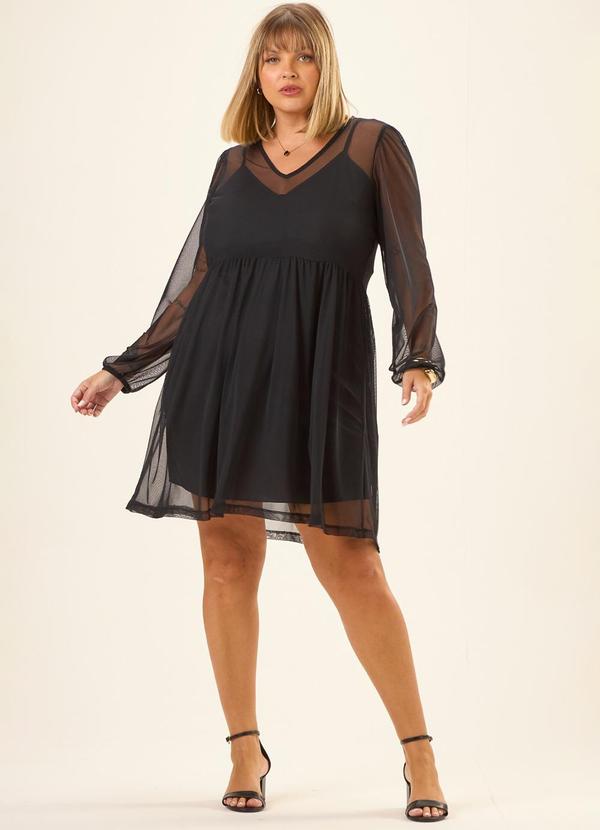 Cess - Vestido Curto Vinci em Tule com Forro Preto 1