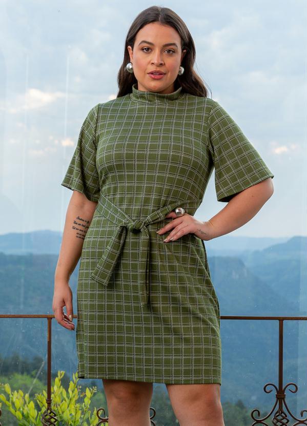 Lisamour - Vestido Curto Xadrez Verde