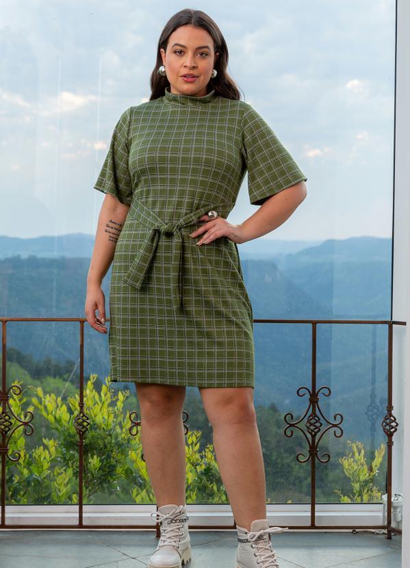 Lisamour - Vestido Curto Xadrez Verde 1