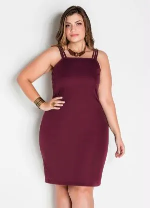 Marguerite - Vestido de Alças Bordô Plus Size - MARGUERITE