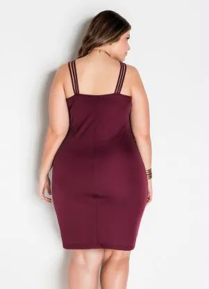 Marguerite - Vestido de Alças Bordô Plus Size - MARGUERITE