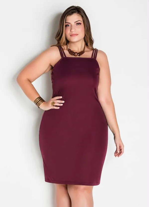 Marguerite - Vestido de Alças Bordô Plus Size