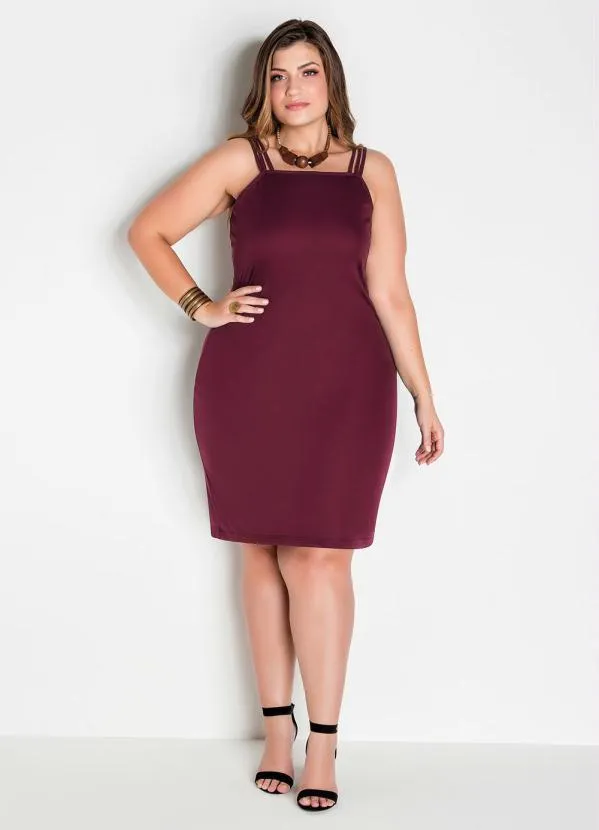 Marguerite - Vestido de Alças Bordô Plus Size 3