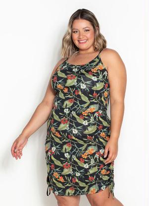 Vestido de Alas (Floral Preto) Plus Size
