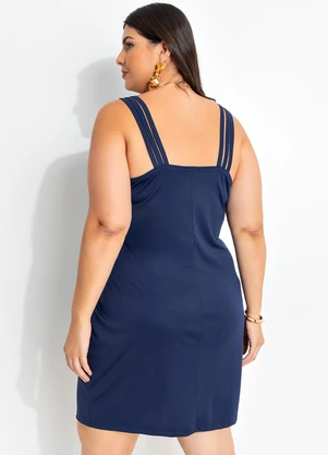 Marguerite - Vestido de Alças Marinho Plus Size - MARGUERITE