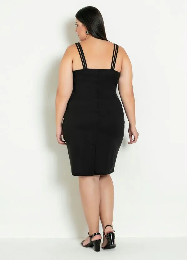 Marguerite - Vestido de Alças Preto Plus Size